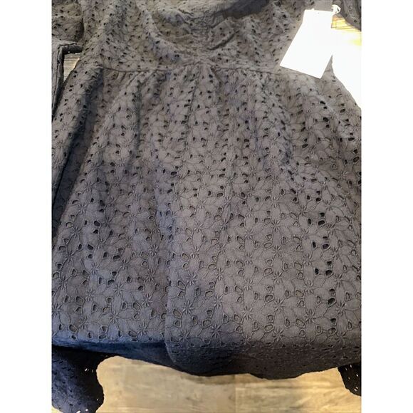 Chelsea28 Cinched Front Eyelet Long Sleeve A-Line Dress Black Size Small. NWT. - Picture 5 of 5
